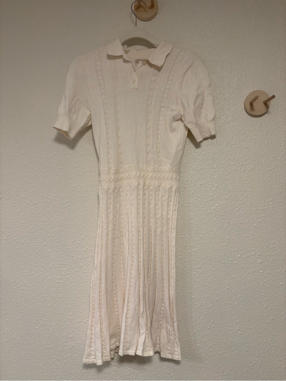 Gal meets glam cream knit polo dress